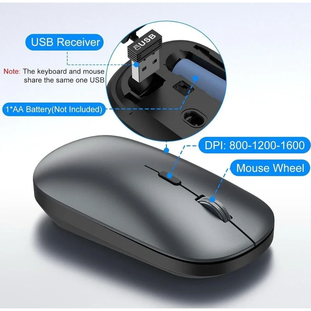 Wireless Keyboard and Mouse Combo, Full Size Long Battery Life
